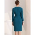 thumbnail image 4 of DARING DIVA Bodycon Round Neck 3/4 Sleeve Peplum Wear Sheath Dress XS Lake Blue, 4 of 6