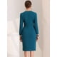 thumbnail image 4 of Vestido ajustado Allegra K para mujer cuello redondo manga 3/4 Peplum lago azul L, 4 of 6
