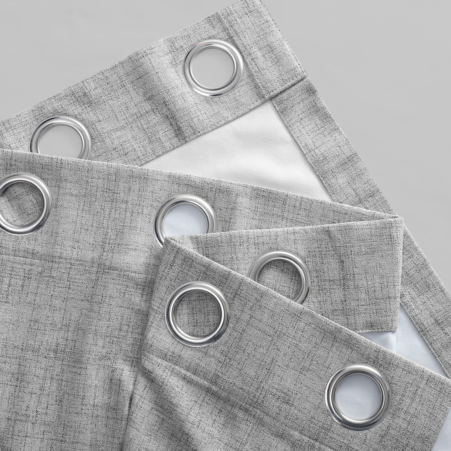 Millennial Grey Thermal Cross Linen Weave Blackout Grommet Curtain (1 Panel), Millennial Grey, 50W X 84L