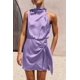 thumbnail image 4 of Vestido PRETTYGARDEN Morado Sin Mangas de Satén con Cinturón Talla XXL, 4 of 8