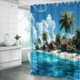 thumbnail image 2 of Ocean Beach Shower Curtain Tropical Seaside Palm Trees Landscape Island Turquoise Blue Fabric Bathroom Decor Curtain with Hooks-72"W x 72"L (Pack of 1), 2 of 7