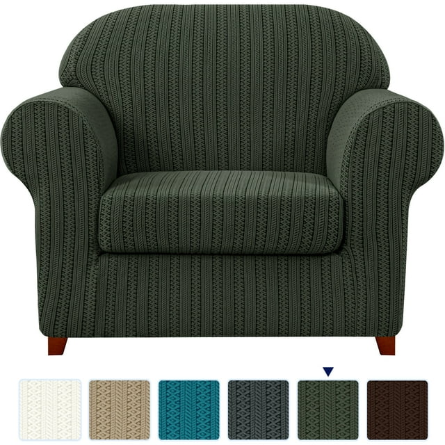 Subrtex Housse de Sofa en Jacquard Extensible à Rayures, 2 Pcs