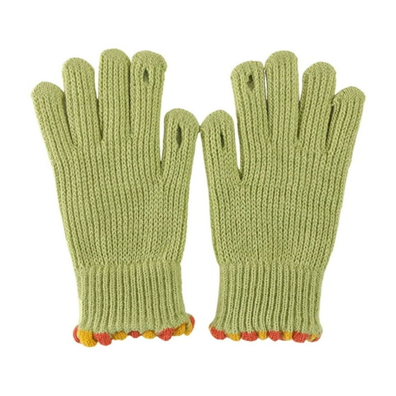 absanyy Women's Knitted Gloves, 100% Polyester, Green, Free Size, Winter Warm, Stylish Cute Cuffed, for Daily & Outdoor Use