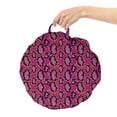 thumbnail image 2 of Snakeskin Print Round Floor Cushion with Handle, Fashion Wild Reptile Repetitive Girly Tones, Decorative Pillow for Living Room & Dorms, 18" Round, Magenta Multicolor, by Ambesonne, 2 of 4