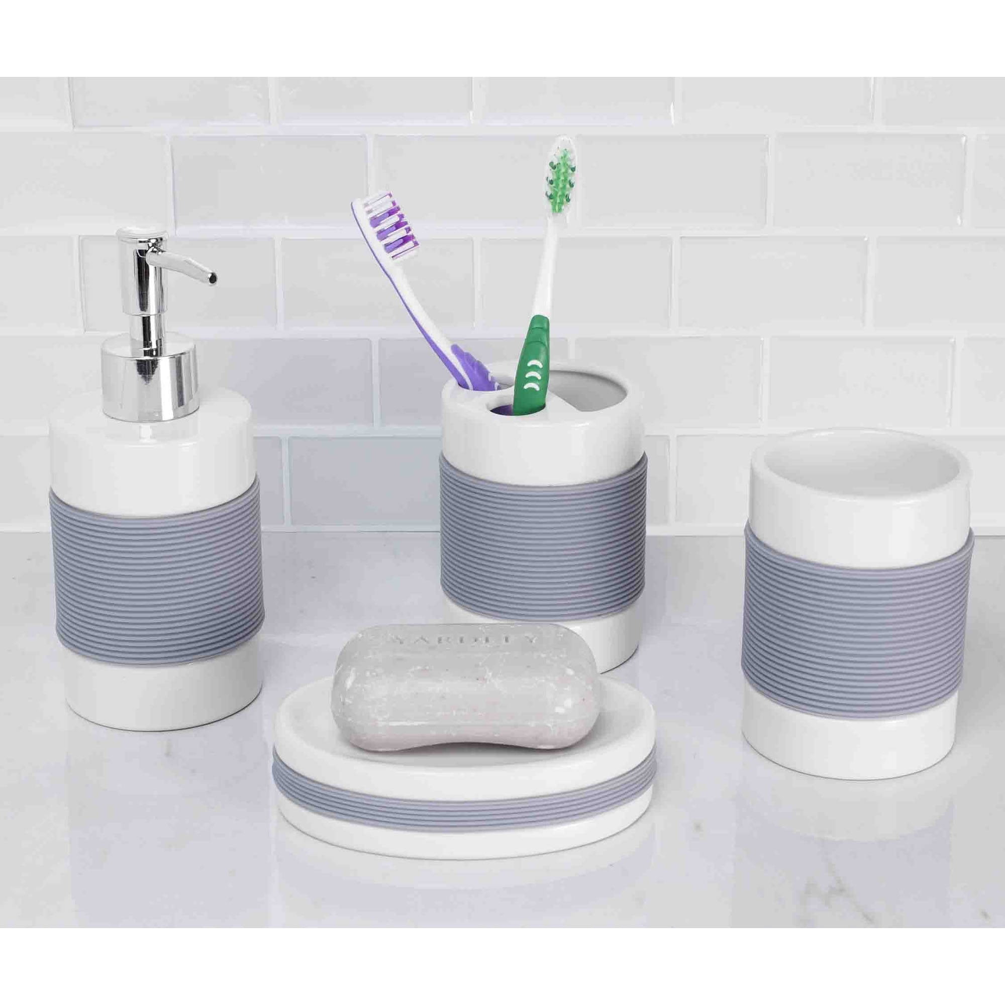 Home Basics NEW Paris Collection 4 Piece Bathroom Accessory Set BA41266