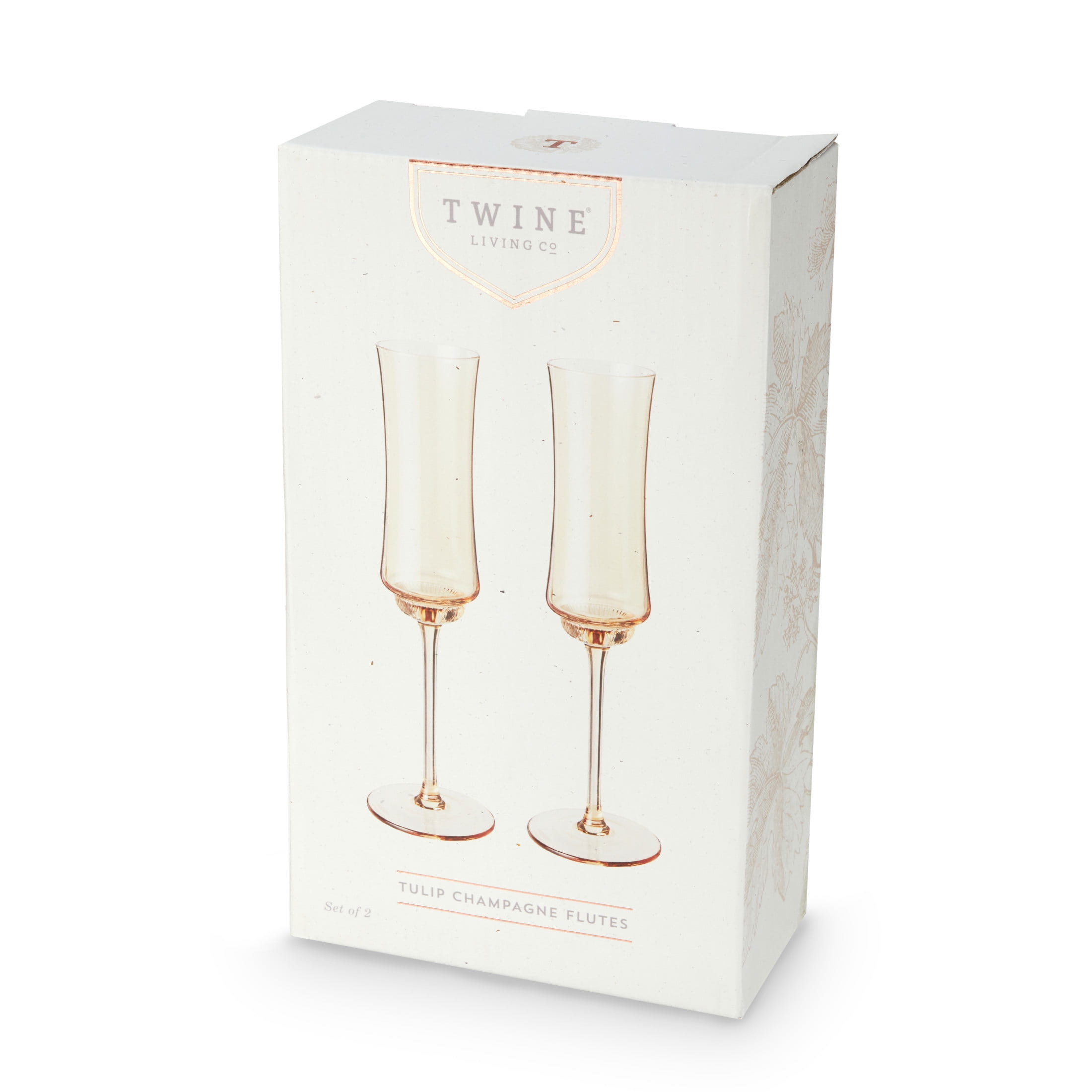 Twine Tulip Champagne Flutes for Home Bar, Wedding Gifts, 7 oz Set of 2
