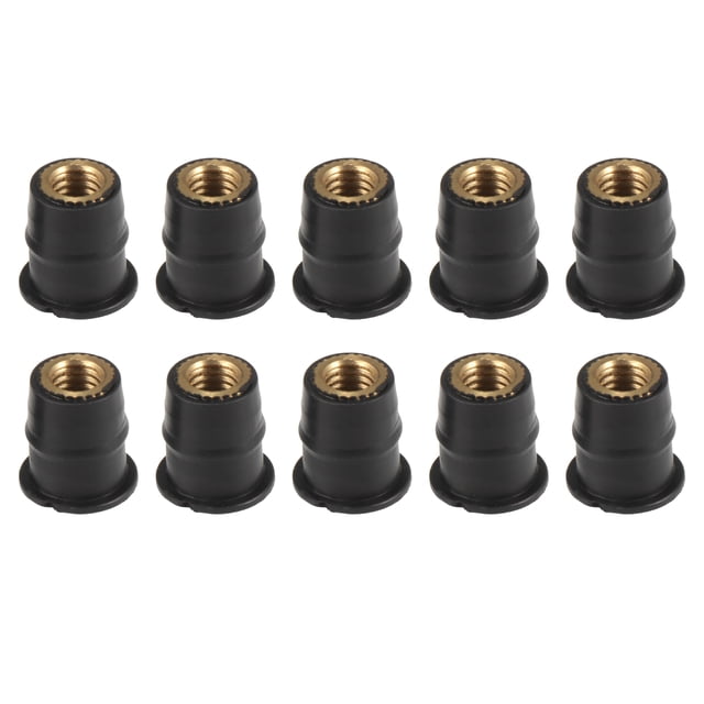 10 Piezas M6 Convexo Negro Goma Parabrisas Tornillos Tuerca para Motocicleta