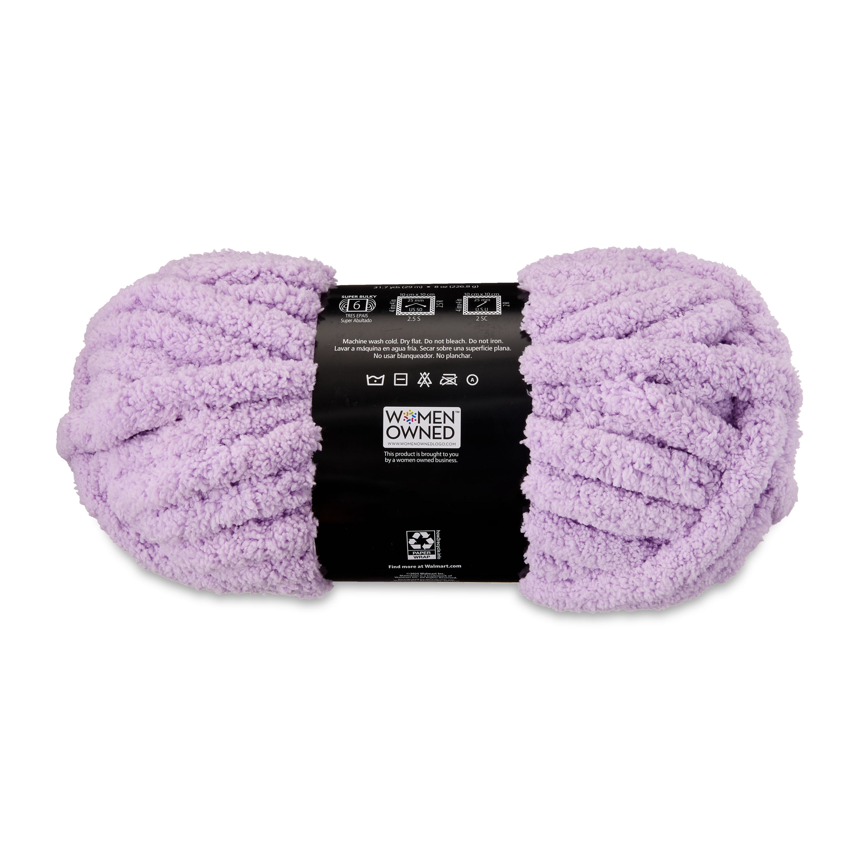 Mainstays Chunky Chenille Yarn, 31.7 yd, Lilac, 100% Polyester, Super Bulky, Pack of 4