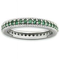 Created Emerald Sterling Silver Polished Eternity Ring