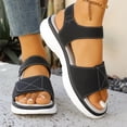 thumbnail image 2 of Women's Athletic Platform Sandals, Adjustable Strap Open-Toe Flat Shoes, Comfortable Wide Width Casual Dress Sandals for Daily Walk Summer, Black/Navy/Beige, 2 of 10