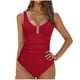 thumbnail image 2 of Trajes de baño de una pieza para mujer, traje de baño de bikini con tirantes y espalda descubierta de color liso para mujer, 2 of 5
