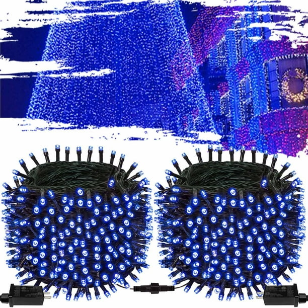 Guirnalda de luces navideñas OZS, paquete de 2 unidades, 50 m, 400 LED, azul, para interiores y exteriores