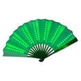 thumbnail image 3 of Abanico plegable LED, abanico plegable de mano, abanico con luces de baile, accesorio brillante para fiestas verde, 3 of 9