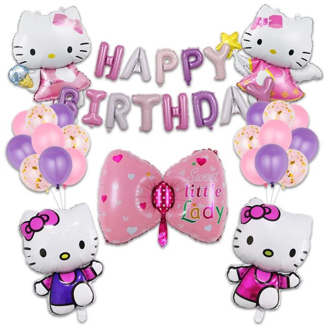 Juego de globos Sanrio Hello Kitty de 25 uds., globos de fiesta para fiesta de cumpleaños, boda, regalo Ideal para Halloween, Navidad de Acción de Gracias