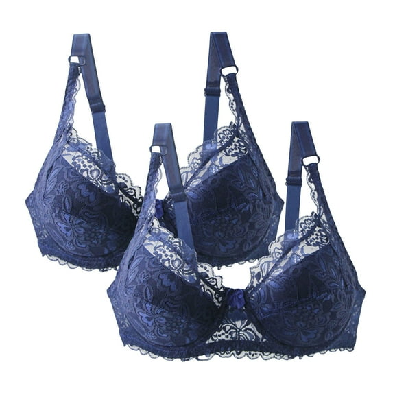 siminsem Wireless Bra for Women Pack of 2 No Underwire Tshirt Bra Thin Padded Comfortable Everyday Bra Full Coverage Casual Wear, Blue,100C