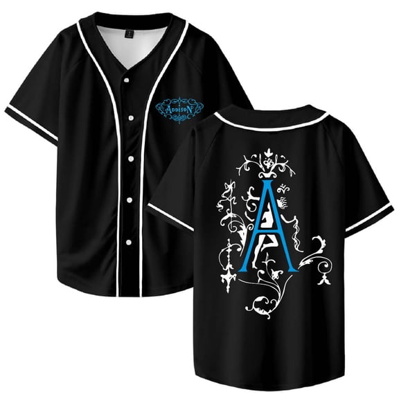 Addison Rae A Logo Merch Baseball Jersey Shirt V-Neck Women Men Short Sleeve Streetwear Clothes