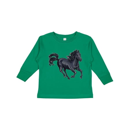 

Inktastic Beautiful Galloping Black Horse Gift Toddler Boy or Toddler Girl Long Sleeve T-Shirt