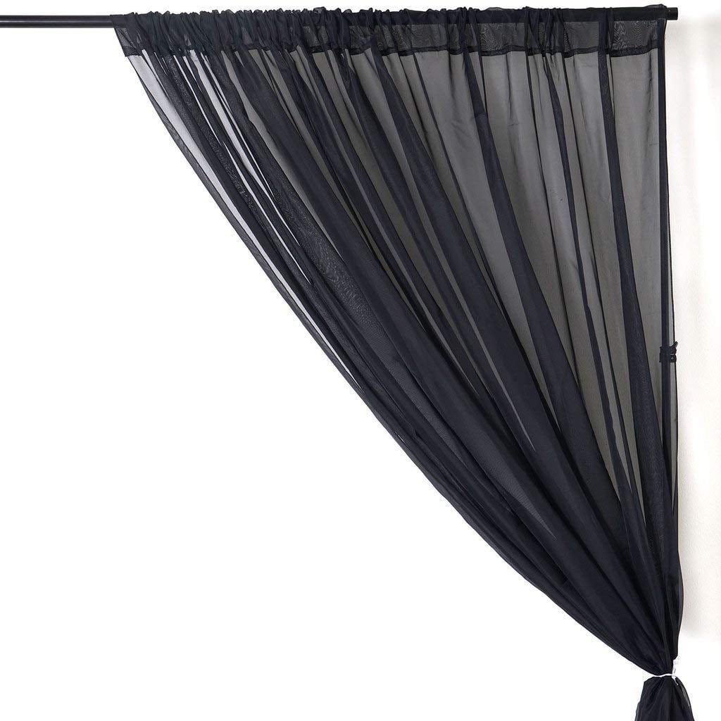 AK TRADING CO. 120" Wide (10Ft Wide) Sheer Voile Drape Panels for Backdrop, Wedding Events, Ceiling Drapes, Event Masking, Decor - Select from 6ft to 50ft Length. (10 feet x 12 feet, Black)