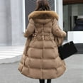 thumbnail image 5 of Uhndy 2022 Jackets for Women, Women Warm Long Coat Hoodies Collar Jacket Slim Winter Parkas Outwear Coats Winter Coats Christmas Gifts for Women, 5 of 6