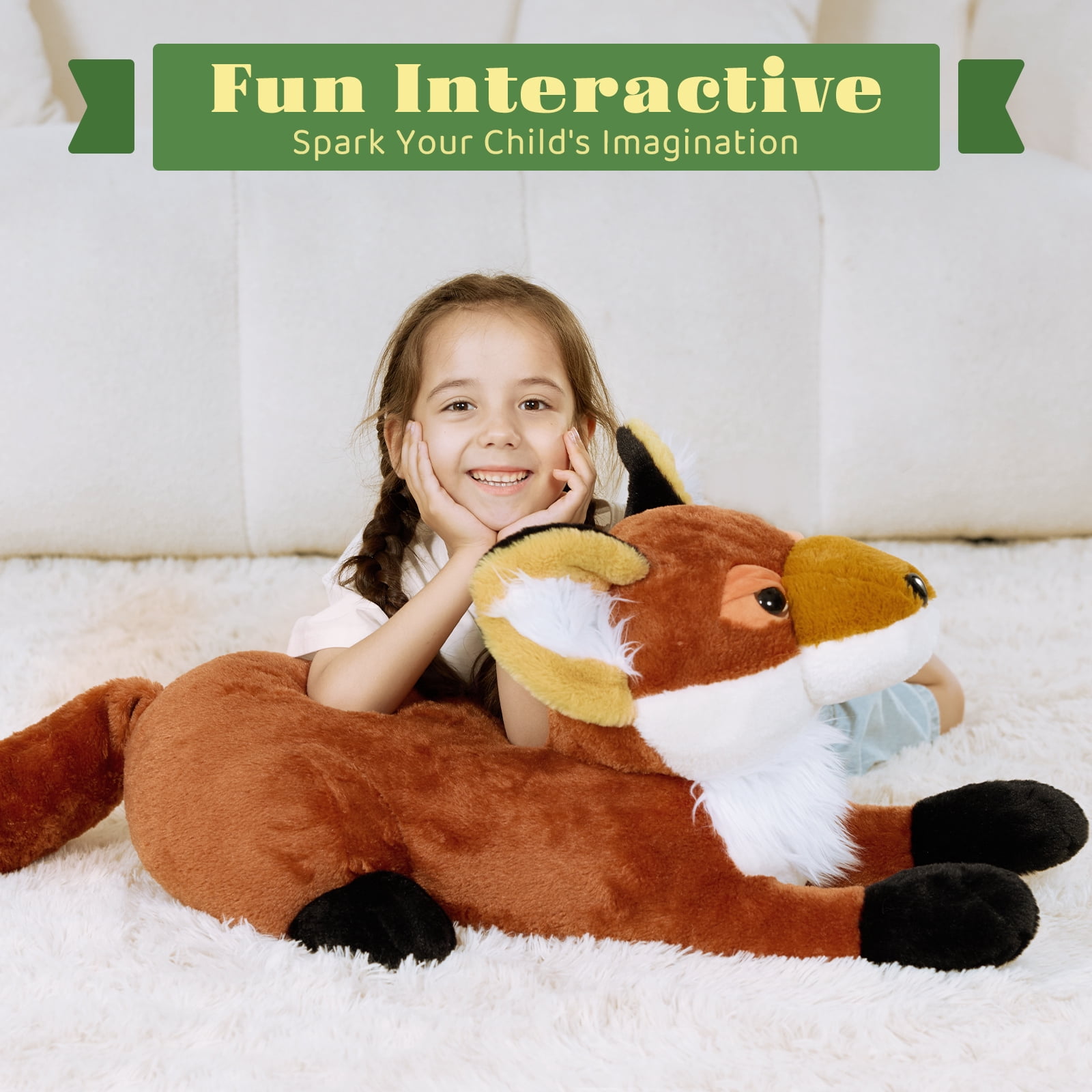 MorisMos 30'' Giant Fox Stuffed Animal Big Fox Plush Toy