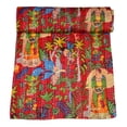 thumbnail image 3 of indian quilts single size, Handmade Kantha Quilt Cotton Bedspread, Indian Vintage Kantha Throw Blanket, Reversible Floral Patchwork Quilt, 3 of 6