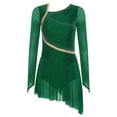thumbnail image 3 of Lejafay Women's Shiny Rhinestone Lyrical Dance Dress Sleeveless Figure Skating Dress Green M, 3 of 7