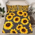 thumbnail image 7 of jejeloiu Rustic Flower Full Size Sheets,Countryside Sunflower Bed Sheets,Yellow Gray Sheet Sets For Men Women,Breathable Home Decor,4-Piece, 7 of 7