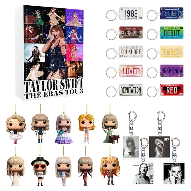 Calendario de Adviento de Navidad de Taylor Contiene 24 decoraciones acrílicas navideñas Calendario de llegada Calendario de cuenta regresiva de Navidad con colgantes sorpresa Objetos de colección na