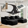 thumbnail image 5 of U-shaped Soft Teddy Fabric Boneless Sofa, Assembly Chaise, No Assembly Required Curved Armrest, Anti-Slip Design 32D High Density Sponge Streamlined Design, Fits Living Rooms Reading Nook (Black), 5 of 11