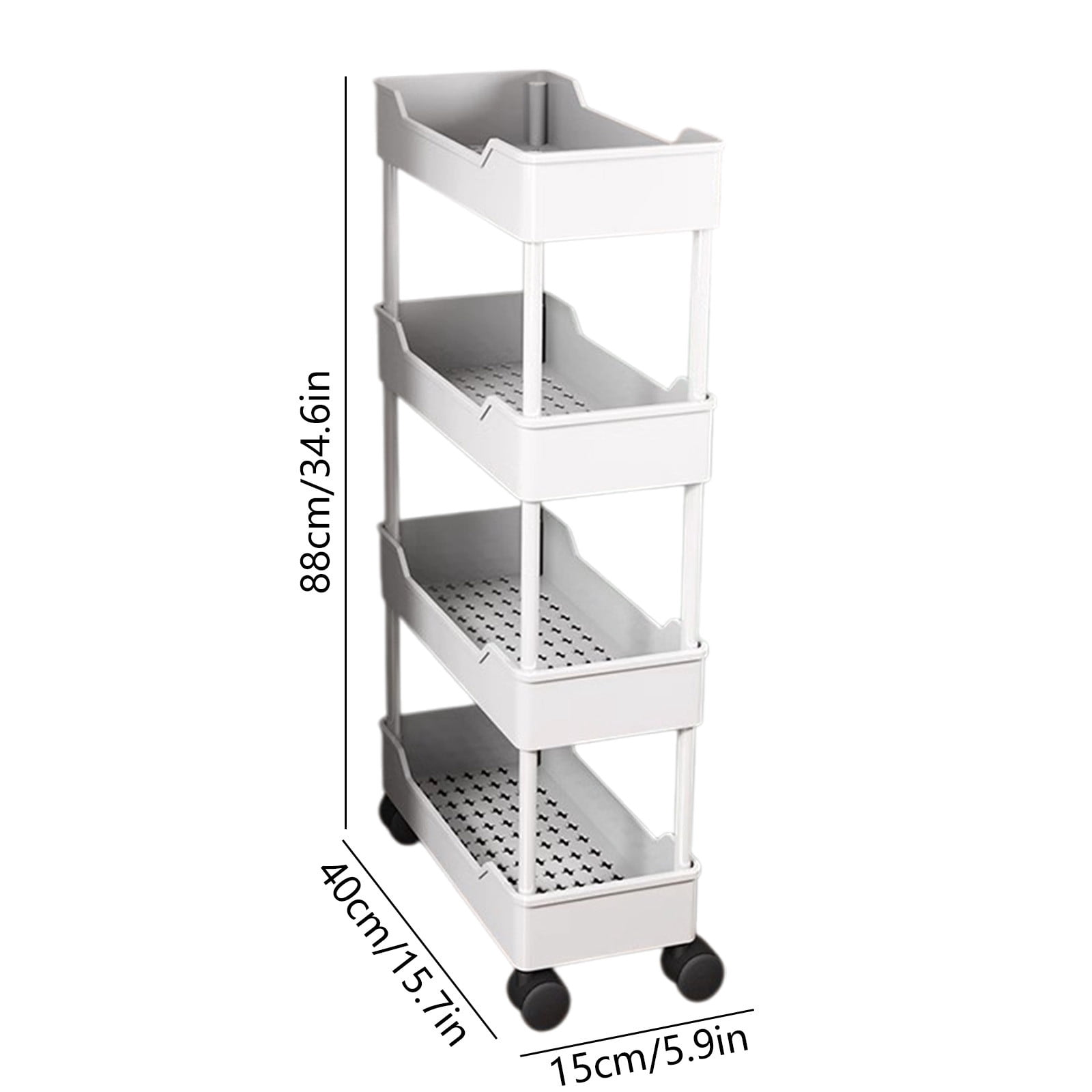 Miogawg 3 Tier Slim Rolling Storage Cart With Wheels, Plastic Utility Cart Organizer For Snack, Baby Diaper, Makeup In Bathroom Laundry Room Kitchen Bedside Narrow Space