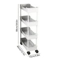 thumbnail image 3 of HYLLai Narrow Storage Cart with Wheels, Multi-Tier Rolling Organizer with Brake for Bathroom, Kitchen, Bedroom, Easy Assembly, White, 3 of 7