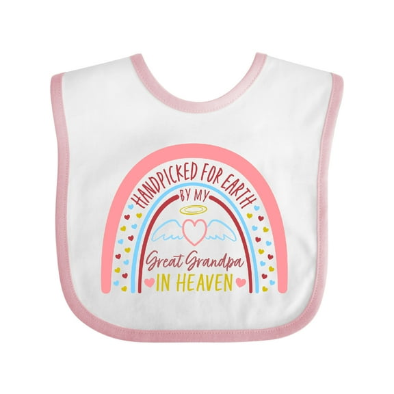Inktastic Handpicked for Earth by My Great Grandpa in Heaven Rainbow Boys or Girls Baby Bib