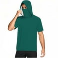 thumbnail image 5 of Fanxing Men Cooling Sun Shirts with Mask Big and Tall Rash Guards Short Sleeve Hoodies Sun Protection Face Cover Green,XL, 5 of 9