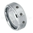 thumbnail image 1 of 9mm Brushed Men's Tungsten Ring Tungsten Ring - 0.21ctw Black Diamond 3-stone Band - Personalized Tungsten Wedding Ring - Custom Made April Birthstone Ring TN023BS, 1 of 1