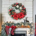 thumbnail image 5 of Vikakiooze Christmas Wreath With Balls And Plastic Flower, Christmas Garland Winter Holidays Home Front Door Decor, 5 of 8