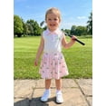 thumbnail image 6 of BemeyourBBs Toddler Baby Girl Summer Clothes Infant Baby Summer Clothes Button Down Collar Sleeveless Vest Tank Tops Golf Cart Print Elastic Waist Pleated Skirt Set, 6 of 9