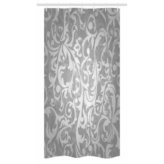 Silver Stall Shower Curtain, Victorian Style Large Leaf Floral Pattern Swirl Classic Abstract French Vintage Print, Fabric Bathroom Set with Hooks, 36W X 72L Inches Long, Gray, by Ambesonne