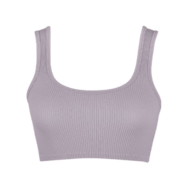 AherBiu Workout Tops for Women Cropped Tank Top Ribbed Square Neck Low Cut Yoga Sports Bra Cami