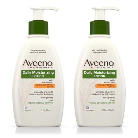 (2 pack) Aveeno Daily Moisturizing Body Lotion With SPF 15, 12 Fl.