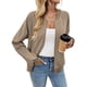 thumbnail image 3 of Sudadera con Cremallera de Gran Tamaño para Mujer, Chaquetas Informales de Larga, Estilo , Ropa de Abrigo para Invierno. Caqui XL, 3 of 10