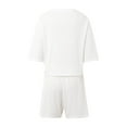 thumbnail image 2 of Women's Summer Pajama Set - 100% Cotton Solid Color Sleepwear, Loose Fit Short Sleeve & Shorts Lounge Set,for Size L, 2 of 7