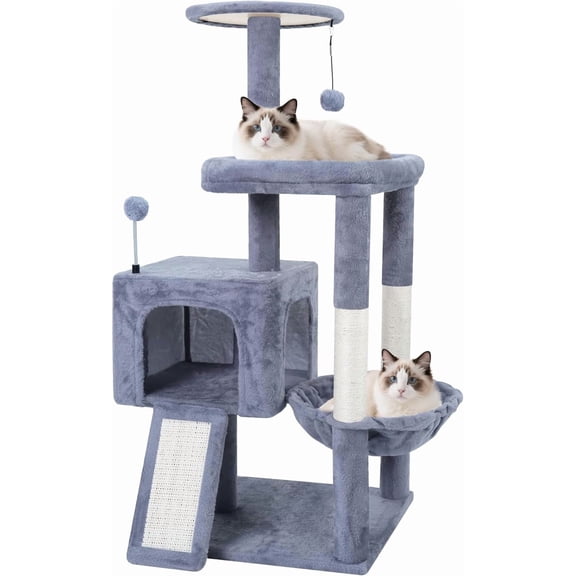 ANHXN dedicated cat tree, multifunctional cat tower with comfortable apartment, niche, scratching post, and hammock