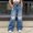 X-15Blue, variant on ZHOGXU Women's Jeans With Pocket Tight Waisted Straight Fit Wide Leg Ripped Distressed Comfortable Stretch Denim Pants Trousers For Everyday Wear,Blue,L
