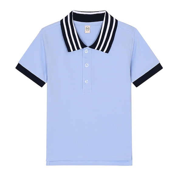 ZXLBBD Kids Boys Girls Short Sleeve Polo Shirts Button Closure Comfortable Soft Fabric Gentleman Versatile Tops Casual Daily Wear