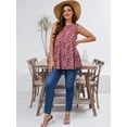 thumbnail image 3 of SHOWMALL Women's Plus Sleeveless Tunic Top Ripples Red 3X Summer T Shirts Floral Sleeveless Casual Loose Blouses, 3 of 9