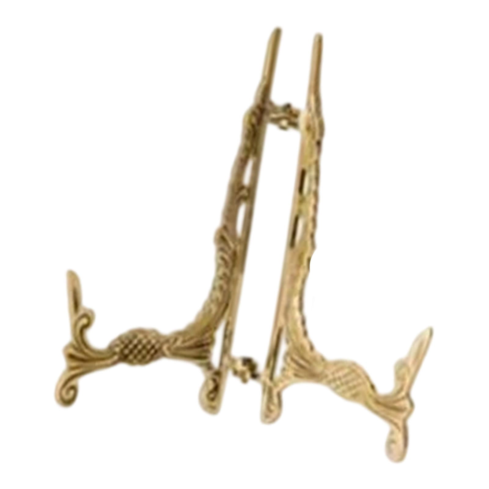 WLPZXP Adjustable Brass Plate Display Stand Folding Easel Tabletop Book Dish Holder for Style B