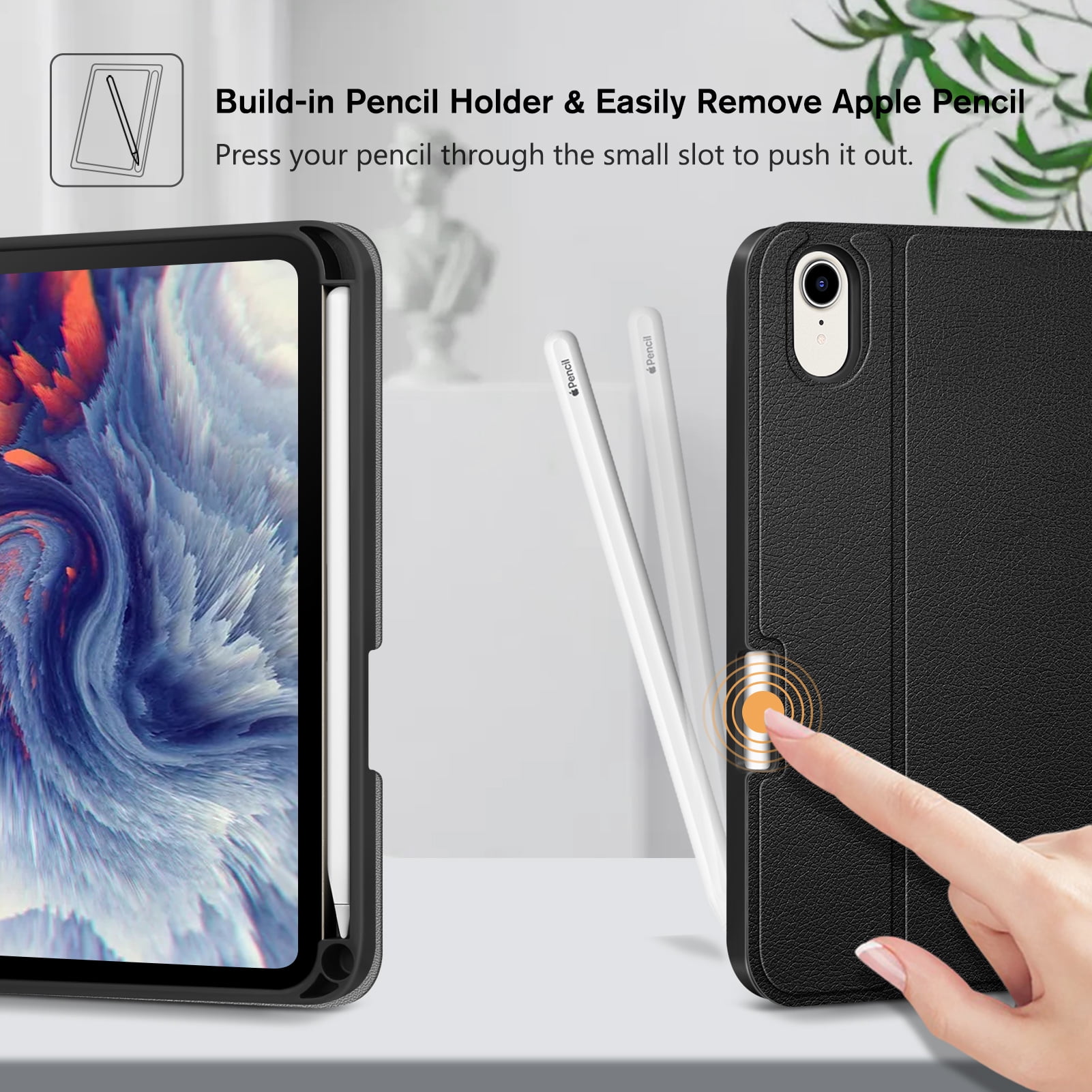 Keyboard Case for iPad mini 6 2021with Pencil Holder, Fintie Soft TPU Back Stand Cover with Magnetically Detachable Wireless Bluetooth Keyboard for 8.3" iPad mini 6th Generation, Black