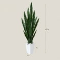 thumbnail image 3 of Green 43'' Tall Large Artificial Snake Plant with 9'' inches High White Taper Planter,Tall Faux Sansevieria Plant with 20 Leaves for Home Bedroom Living Room Bathroom Indoor Outdoor Decor, 3 of 7