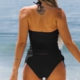 thumbnail image 4 of Women's Bikini Set Backless Solid Color Two Piece Swimsuit with Removable Bra Pads No Underwire for Beach Vacation,Black,L, 4 of 6