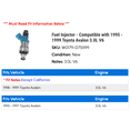 thumbnail image 2 of Fuel Injector - Compatible with 1995 - 1999 Toyota Avalon 3.0L V6 1996 1997 1998, 2 of 2